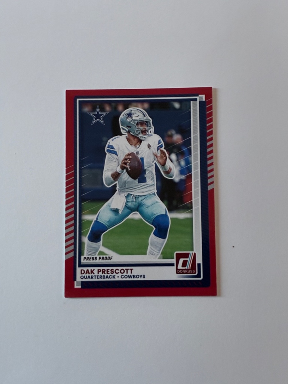 Donruss Dak Prescott Football Card - Red Border, Blue & White Image